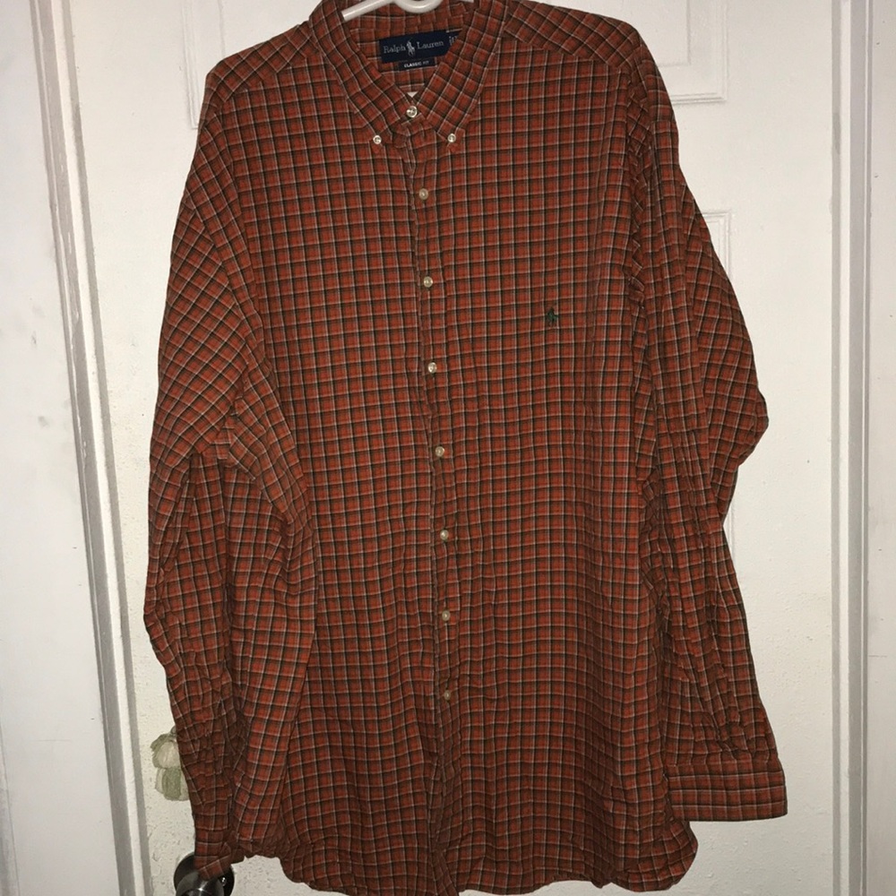Ralph Lauren checkered orange and brown classic fit 3XLT